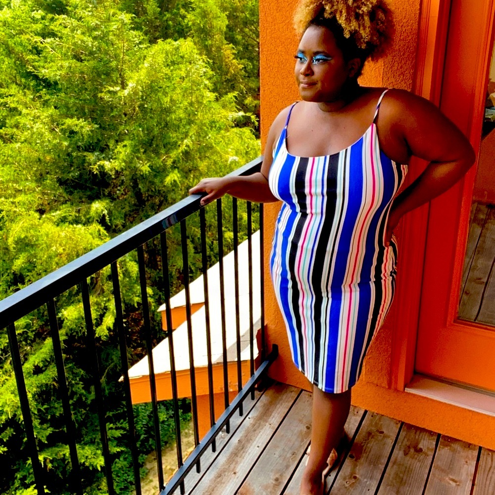 Plus size Striped body con dress